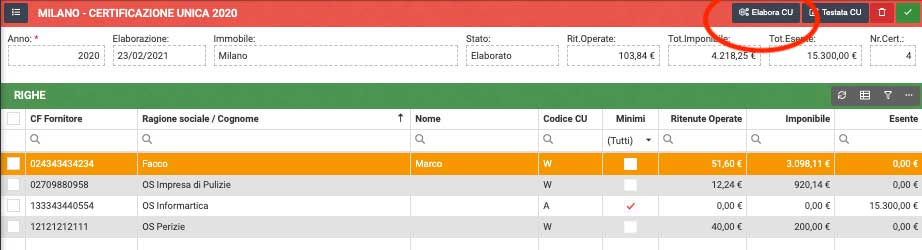 Certificazione Unica condominio - Arcadia