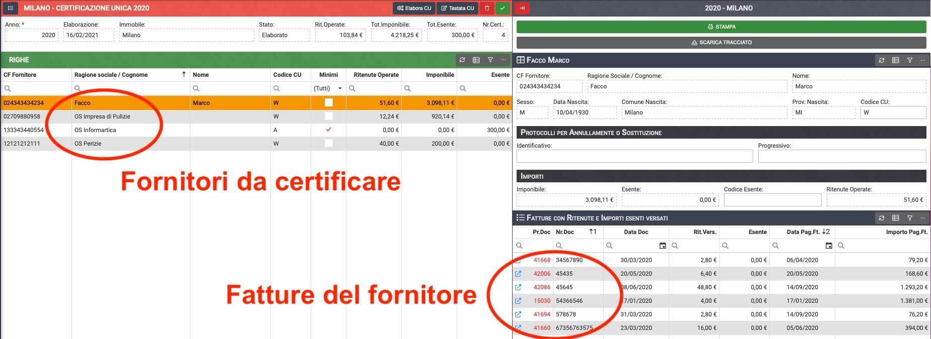 Certificazione unica per i fornitori condomini - Arcadia