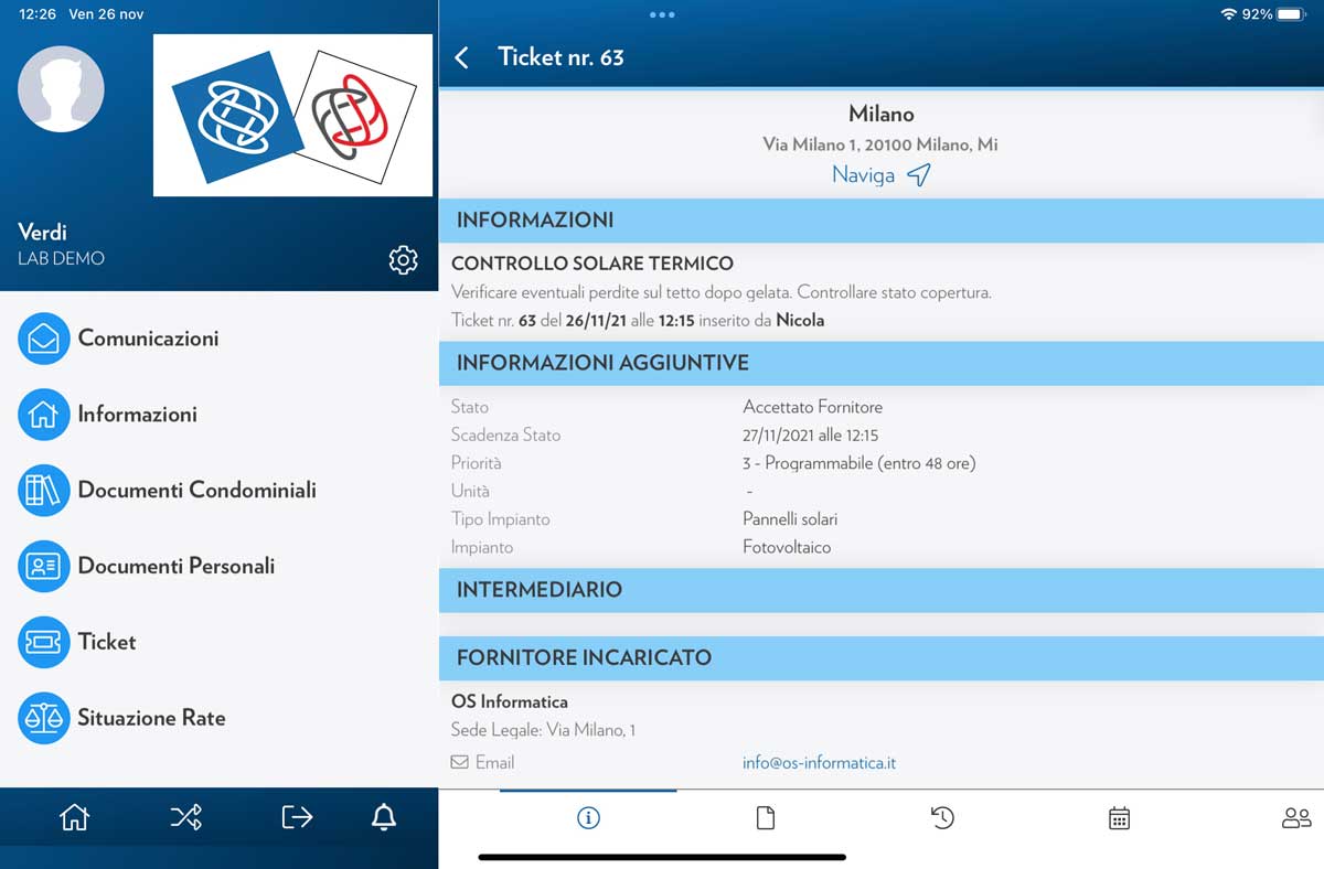 ticket manutenzione su app condomini