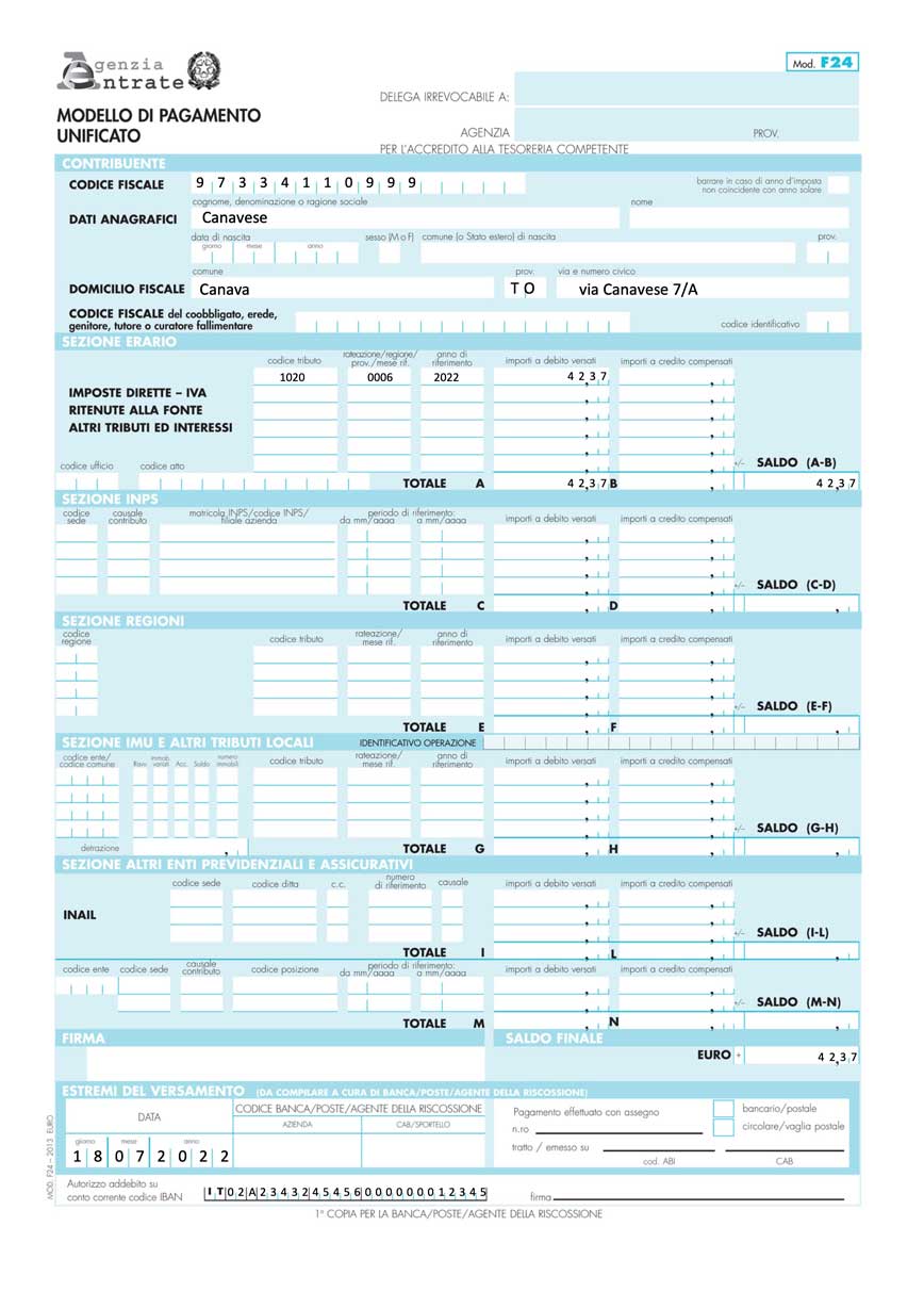 Registrazione di una fattura ed F24