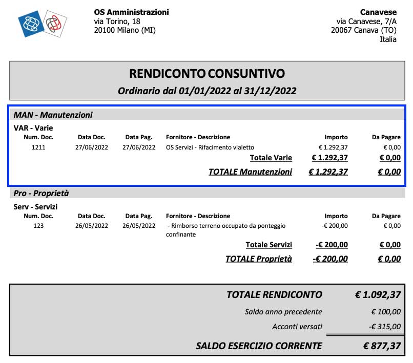 Rendiconto consuntivo