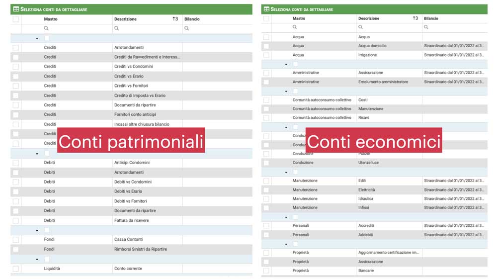 Conti economici e patrimoniali nella contabilità condominiale in partita doppia Arcadia